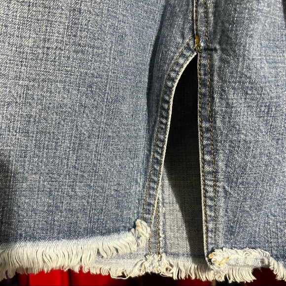 Vintage Y2K Ralph Lauren Denim Jeans Split Frayed Hem Mini Skirt size 12 - Picture 3 of 5
